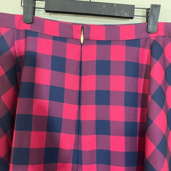 Draper James Buffalo Check Collection Pleated Skirt in Cerise Pink SZ 12 - Picture 4 of 9